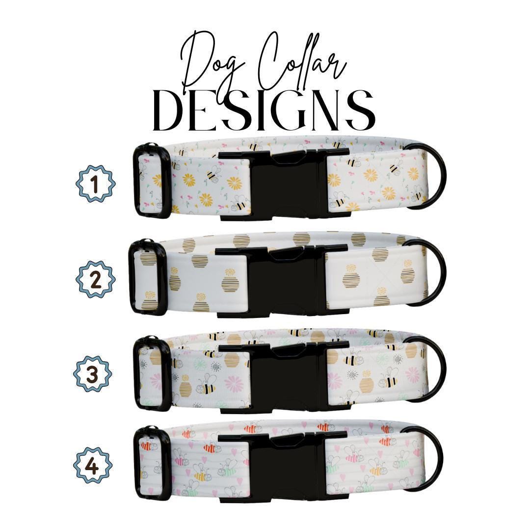 Personalized Dog Collar Sweet Hive Design with Name Engraved Custom Name Tag Bee Dog Tag Adjustable Collar & Leash Set Gift for Dog (OG-218)