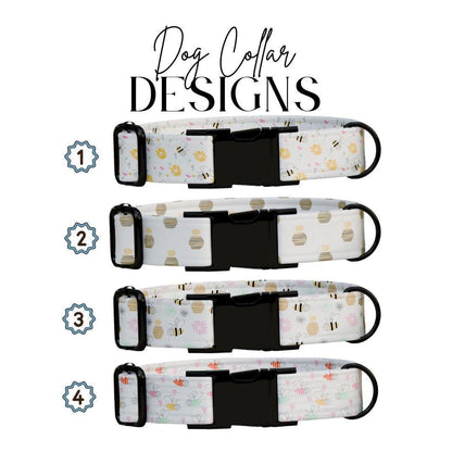 Personalized Dog Collar Sweet Hive Design with Name Engraved Custom Name Tag Bee Dog Tag Adjustable Collar & Leash Set Gift for Dog (OG-218)