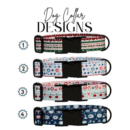 Personalized Ugly Christmas Dog Collar with Name Engraved Custom Name Tag Adjustable Collar & Leash Set Festive Flurries Dog Tag (OG-220)