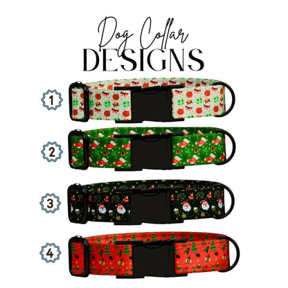 Personalized Christmas Dog Collar Custom Name Tag & Metal Buckle Festive Holiday Pet Collar for Dogs Christmas Leash Gift for Dogs (OG-234)