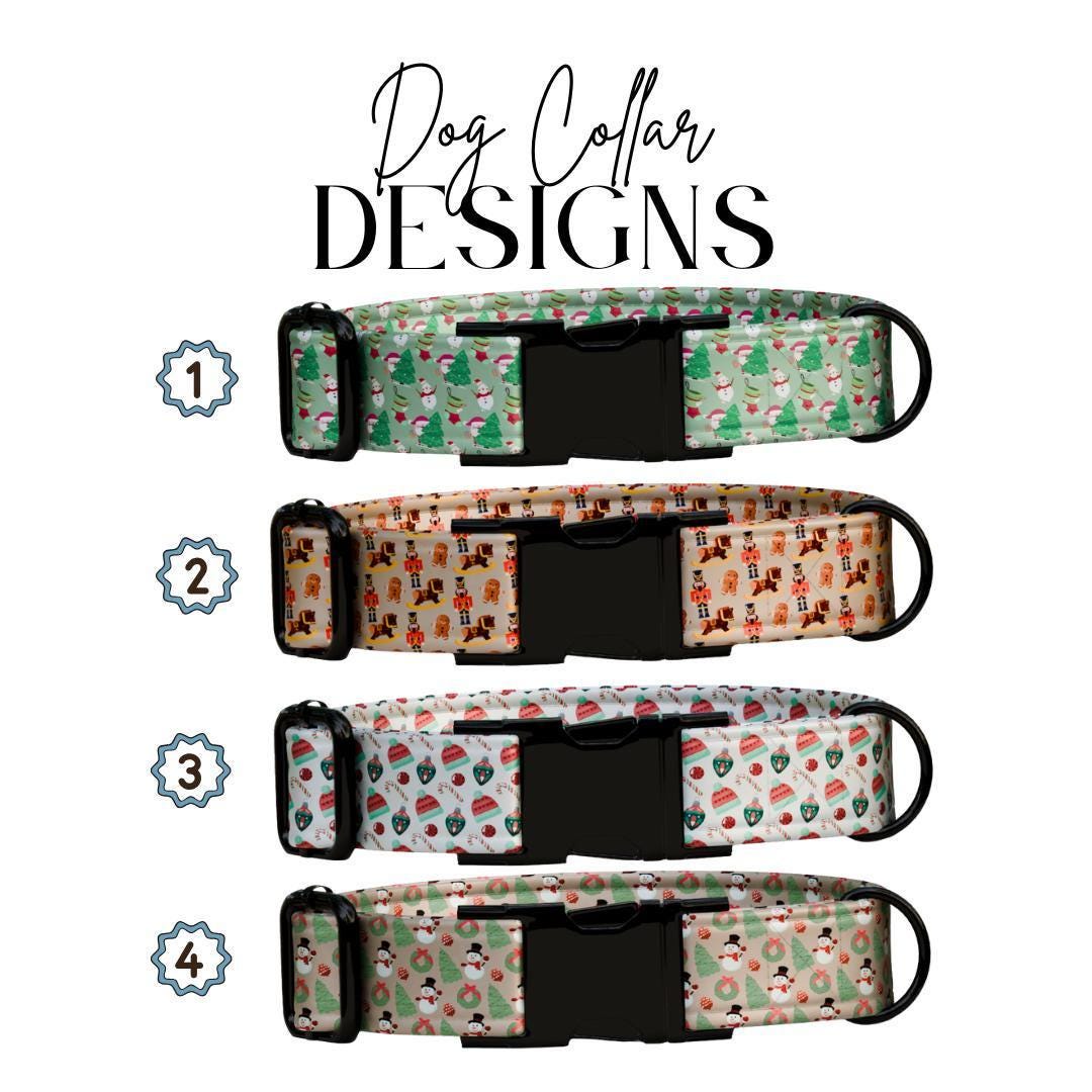 Personalized Christmas Dog Collar Custom Name Tag Festive Holiday Dog Collar with Metal Buckle & Adjustable Fit Christmas Dog Tag (OG-286)