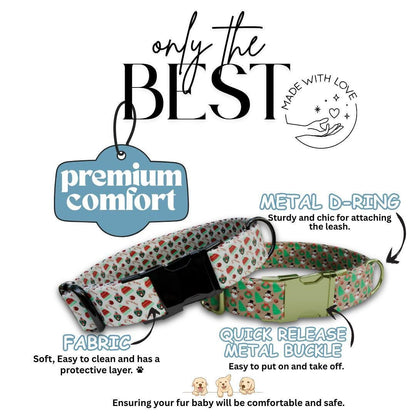 Personalized Christmas Dog Collar Custom Name Tag Festive Holiday Dog Collar with Metal Buckle & Adjustable Fit Christmas Dog Tag (OG-286)