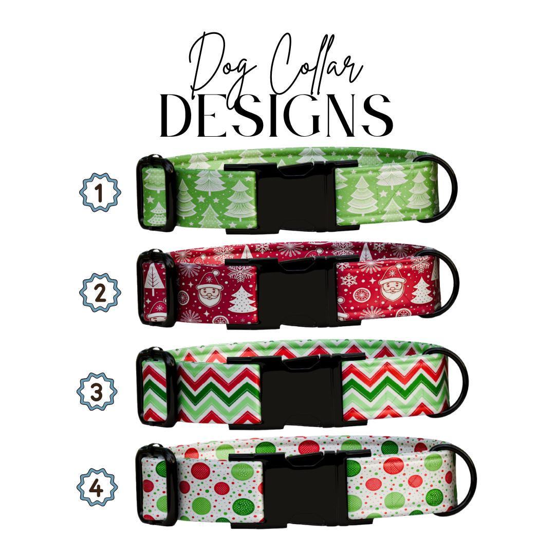 Personalized Christmas Dog Collar Custom Name Tag Festive Holiday Dog Collar with Metal Buckle & Adjustable Fit Christmas Dog Tag (OG-282)