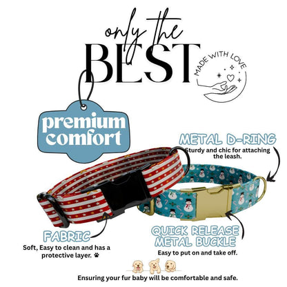 Personalized Christmas Dog Collar Custom Name Tag Festive Holiday Dog Collar with Metal Buckle & Adjustable Fit Christmas Dog Tag (OG-284)