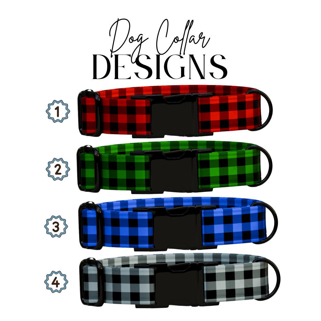 Personalized Buffalo Plaid Dog Collar with Name Engraved Custom Pet Name ID Collar for Pets Collar & Leash Set Christmas Dog Collar (OG-181)
