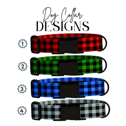 Personalized Buffalo Plaid Dog Collar with Name Engraved Custom Pet Name ID Collar for Pets Collar & Leash Set Christmas Dog Collar (OG-181)