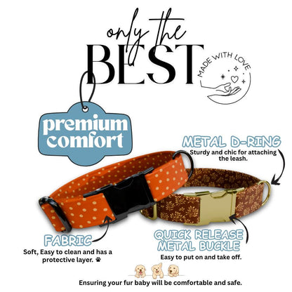 Personalized Fall Dog Collar Custom Name Tag Autumn Pattern Dog Collar with Metal Buckle & Adjustable Fit Cute Fall Autumn Dog Tag (OG-241)