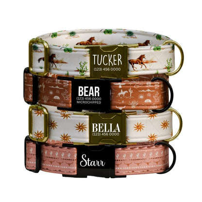 Personalized Western Dog Collar Custom Name Tag Cute Cowboy Style Dog Collar with Metal Buckle & Adjustable Fit Western Dog ID Tag (OG-246)