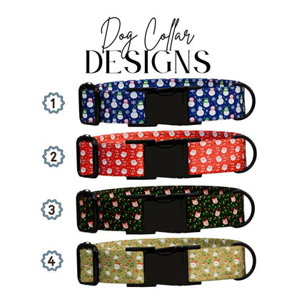 Personalized Christmas Dog Collar Custom Name Tag Holiday Pet Collar with Metal Buckle Durable D-Ring & Festive Print Gift for Dogs (OG-232)