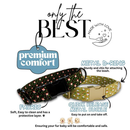 Personalized Christmas Dog Collar Custom Name Tag Holiday Pet Collar with Metal Buckle Durable D-Ring & Festive Print Gift for Dogs (OG-232)