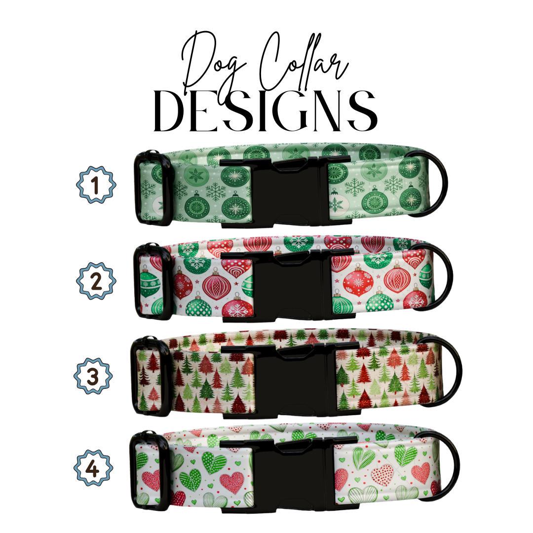 Personalized Christmas Dog Collar Custom Name Tag Festive Holiday Dog Collar with Metal Buckle & Adjustable Fit Christmas Dog Tag (OG-281)