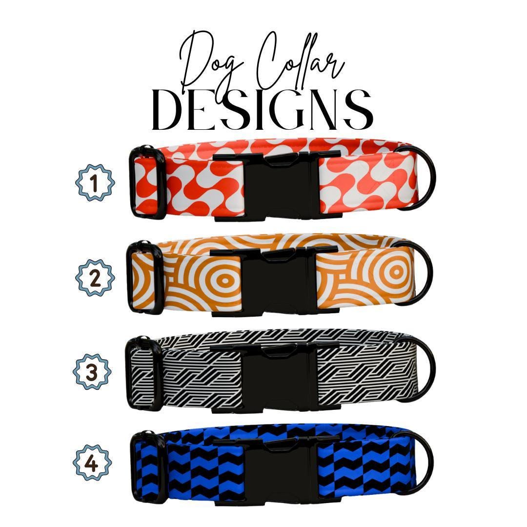 Personalized Pattern Dog Collar with Name Engraved Custom Pet Name ID Collar for Pet Collar & Leash Set Adorable Stylish Dog Collar (OG-195)