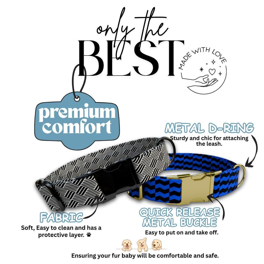 Personalized Pattern Dog Collar with Name Engraved Custom Pet Name ID Collar for Pet Collar & Leash Set Adorable Stylish Dog Collar (OG-195)