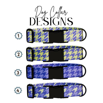 Personalized Houndstooth Dog Collar with Name Engraved Custom Pet Name ID Collar for Pet Collar & Leash Set Cozy Twotone Dog Collar (OG-190)