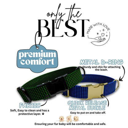 Personalized Checkered Dog Collar with Name Engraved Custom Pet Name ID Collar for Dog Checkered Collar & Leash Set Puppy Gift Idea (OG-182)