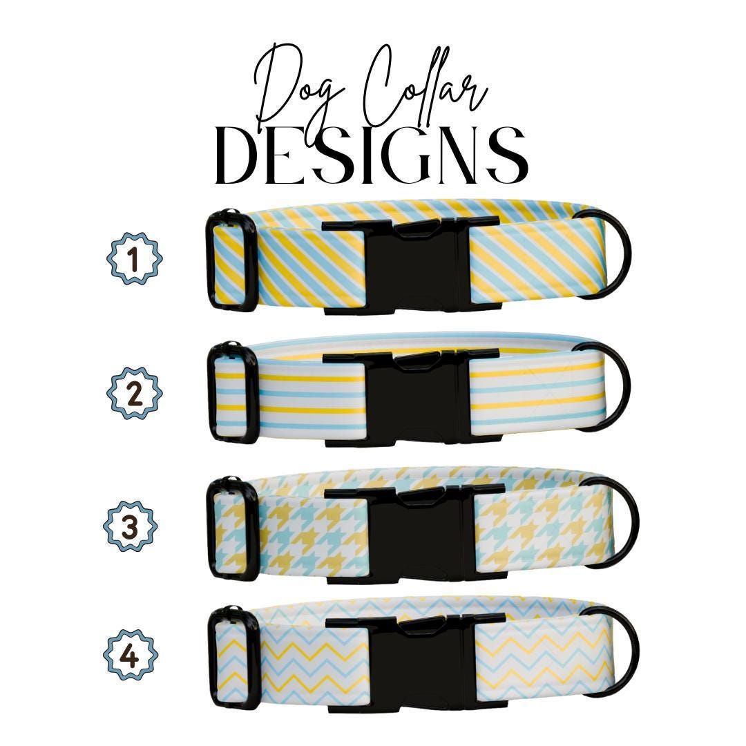 Personalized Pattern Dog Collar with Name Engraved Custom Tag for Dog Collar & Leash Set Cute Striped Dog Collar Gift for Dog Lover (OG-159)