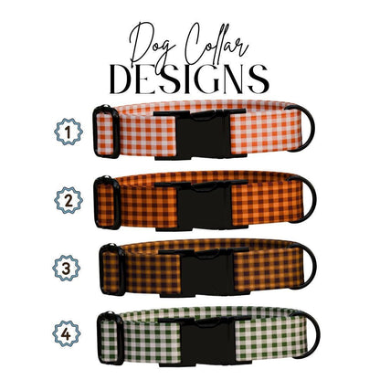 Personalized Gingham Dog Collar with Name Engraved Custom Tag Collar for Pets Collar & Leash Set Stylish Checkered Dog Collar Gift (OG-166)