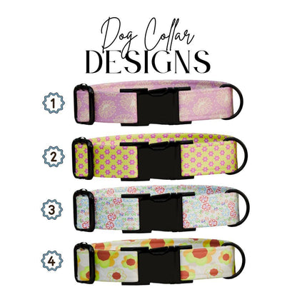 Personalized Floral Dog Collar with Name Engraved Cute and Soft Floral Adjustable Collar & Leash Set Stylish Flower Print Dog Gift (OG-194)