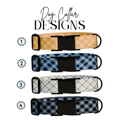 Personalized Plaid Dog Collar with Name Engraved Cute and Soft Adjustable Collar & Leash Set Plaid Dog Collar Gift for Dog Lovers (OG-156)