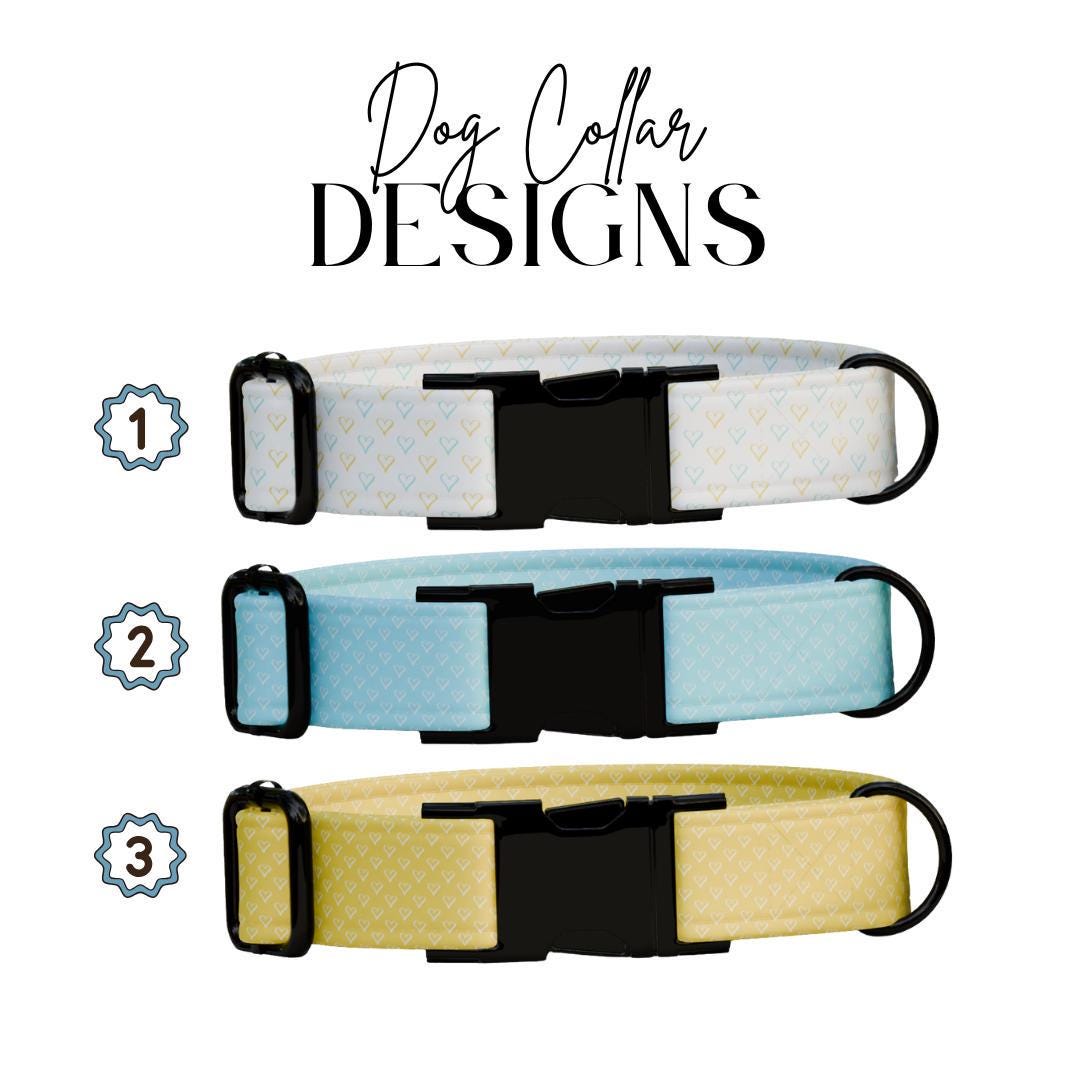 Personalized Heart Dog Collar with Name Engraved Cute and Soft Adjustable Collar & Leash Set Black Gold Buckle Handmade Dog Gift (OG-151)