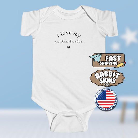 I Love My Auntie-Bestie Infant Fine Jersey Bodysuit Auntie Gift for Newborn Aunt Baby Shower Gift New Baby Gift from Aunt Cute Baby Clothes