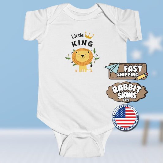 Cute Infant Fine Jersey Bodysuit 'Little King' Baby Onesie Newborn Gift Baby Shower Playtime Outfit Toddler Clothing Comfy Newborn Outfit