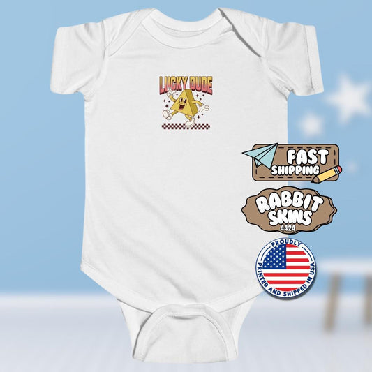 Lucky Dude Infant Fine Jersey Bodysuit Cute & Comfy Baby Shower Gift Idea Retro Bodysuit for Newborns Baby Outfit Adorable Baby Clothes