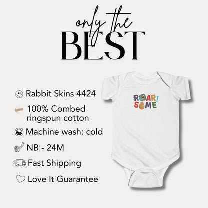 ROARsome Infant Fine Jersey Bodysuit Cute Baby Clothes Dino Baby Shower Gift Toddler Apparel Fun Kids Outfit Jurassic Theme Baby Clothes