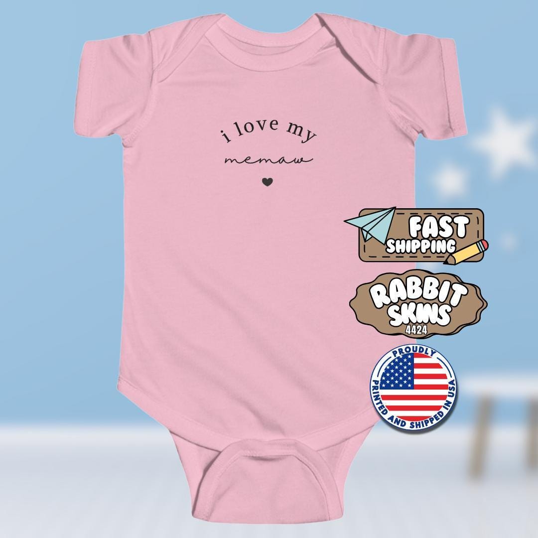 I Love My Memaw Infant Fine Jersey Bodysuit Sweet Infant Onesie for Baby Girl or Boy Memaw Gift Idea Memaw Onesie Present Grandbaby Gift