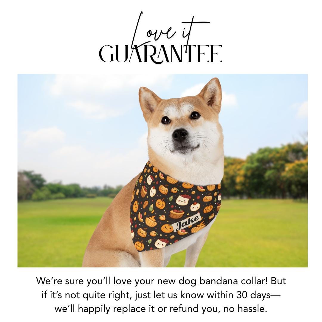 Personalized Dog & Cat Bandana with Built-In Adjustable Collar Custom Name Pet Accessory for Autumn Cute Thanksgiving Pet Bandana Collar