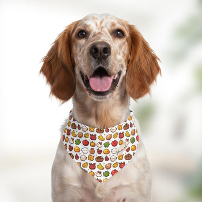 Personalized Thanksgiving Pet Bandana Collar Cute Autumn Design Dog & Cat Bandana with Built-In Adjustable Collar Custom Name Pet Accessory