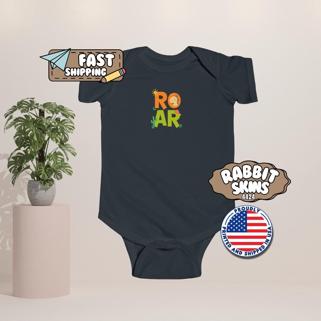 Playful ROAR Infant Fine Jersey Bodysuit Baby Outfit Gift for Baby Shower Toddler Clothing Newborn Apparel Cute Safari Animal Infant Onesie