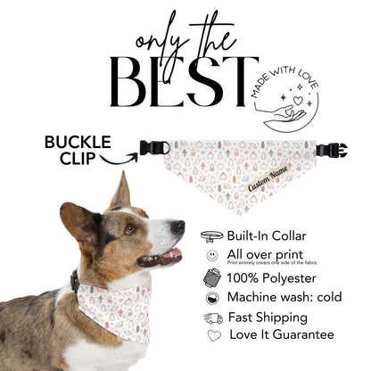 Personalized Fall Harvest Pet Bandana Built-In Collar Custom Dog & Cat Thanksgiving Bandana Adjustable Collar with Name Autumn Pet Accessory
