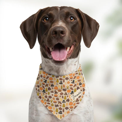 Personalized Thanksgiving Pet Bandana Built-In Collar Fall Dog & Cat Bandana Adjustable Collar With Name Autumn Pet Thanksgiving Dog Outfit