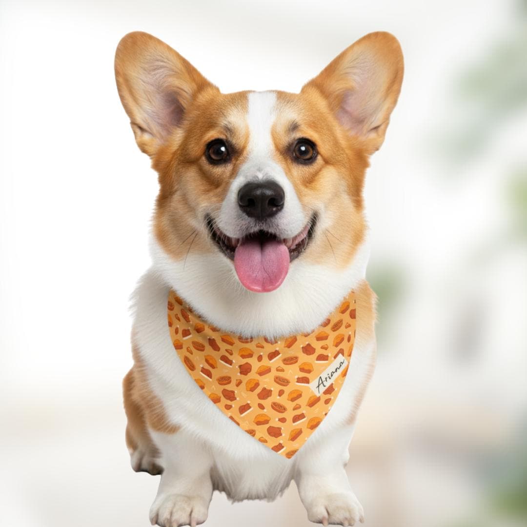 Thanksgiving Pet Bandana Collar, Personalized Dog and Cat Scarf, Custom Fall Collar, Soft Polyester Pet Collar, Comfortable Pet Bandana