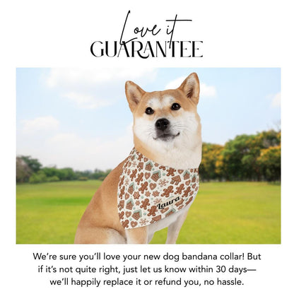 Gingerbread Pet Bandana Christmas Dog Collar Personalized Holiday Pet Accessory Custom Name Dog and Cat Bandana Festive Built-In Collar
