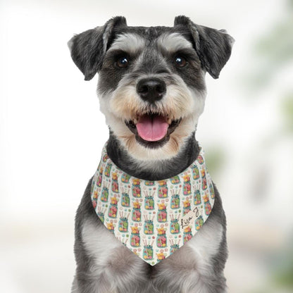 Pet Bandana Collar - Personalized Christmas Cookie Print, Custom Name Dog Accessory for Holiday Festivities, Festive Pet Gift, Adjustable