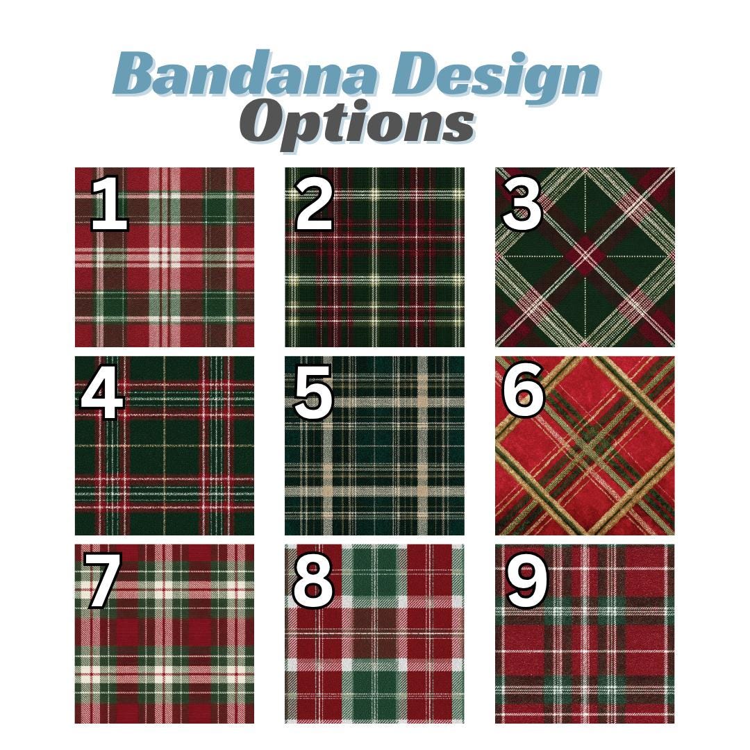 Personalized Green and Red Plaid Pet Bandana Built-In Collar Custom Dog Bandana Classic Tartan Dog Scarf for Christmas & Everyday Wear