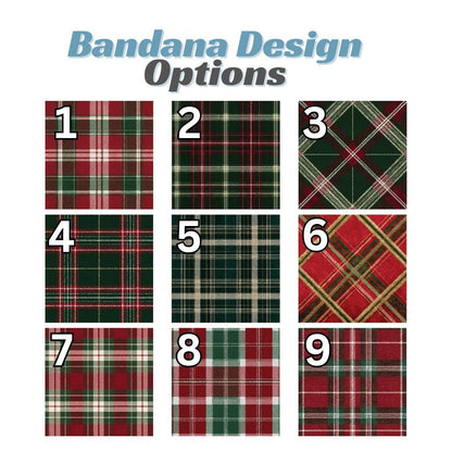 Personalized Green and Red Plaid Pet Bandana Built-In Collar Custom Dog Bandana Classic Tartan Dog Scarf for Christmas & Everyday Wear