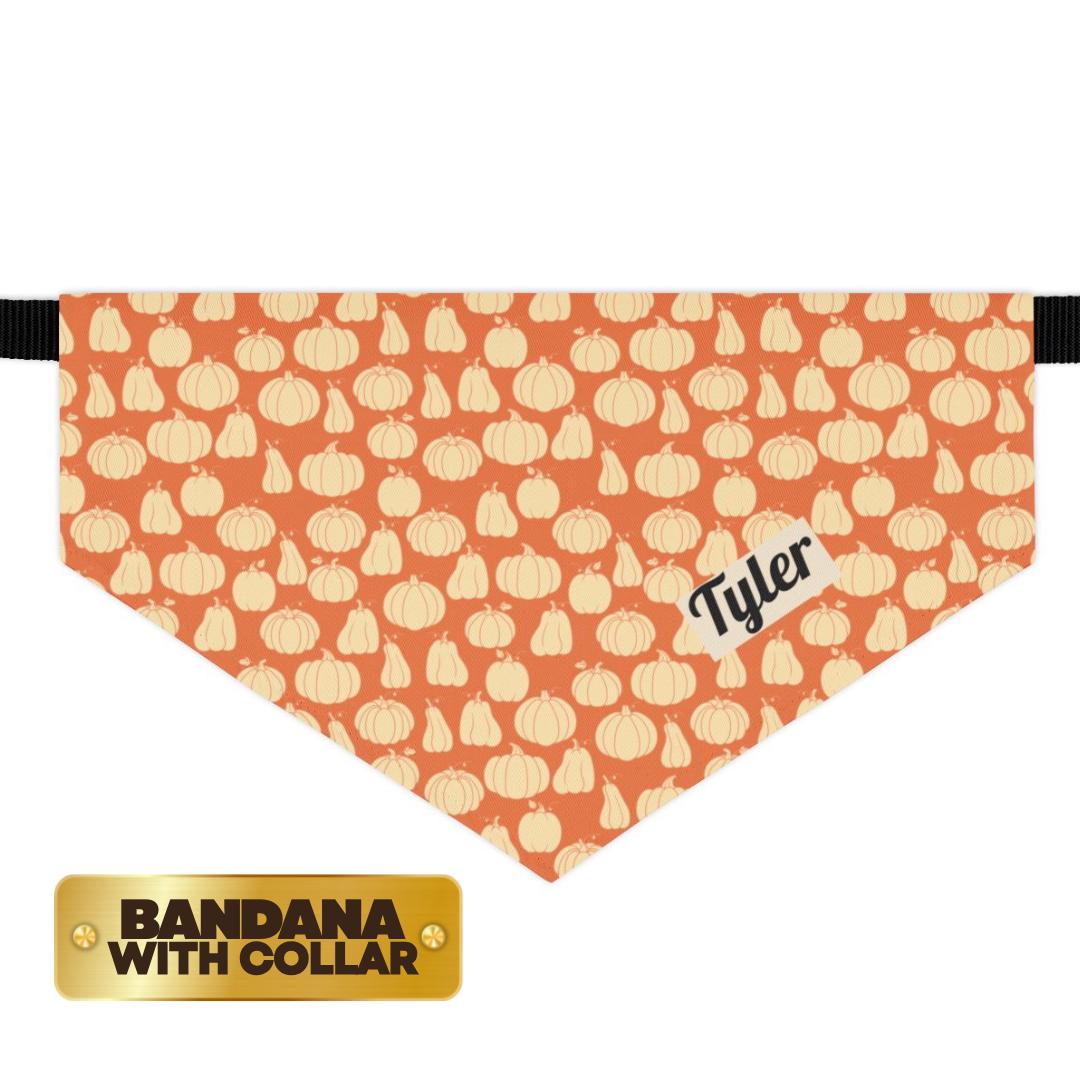 Pet Bandana Collar - Personalized Pumpkin Dog Cat Bandana, Fall Pet Accessory, Adjustable Collar | Cute Autumn Gift, Custom Name Pet Gift