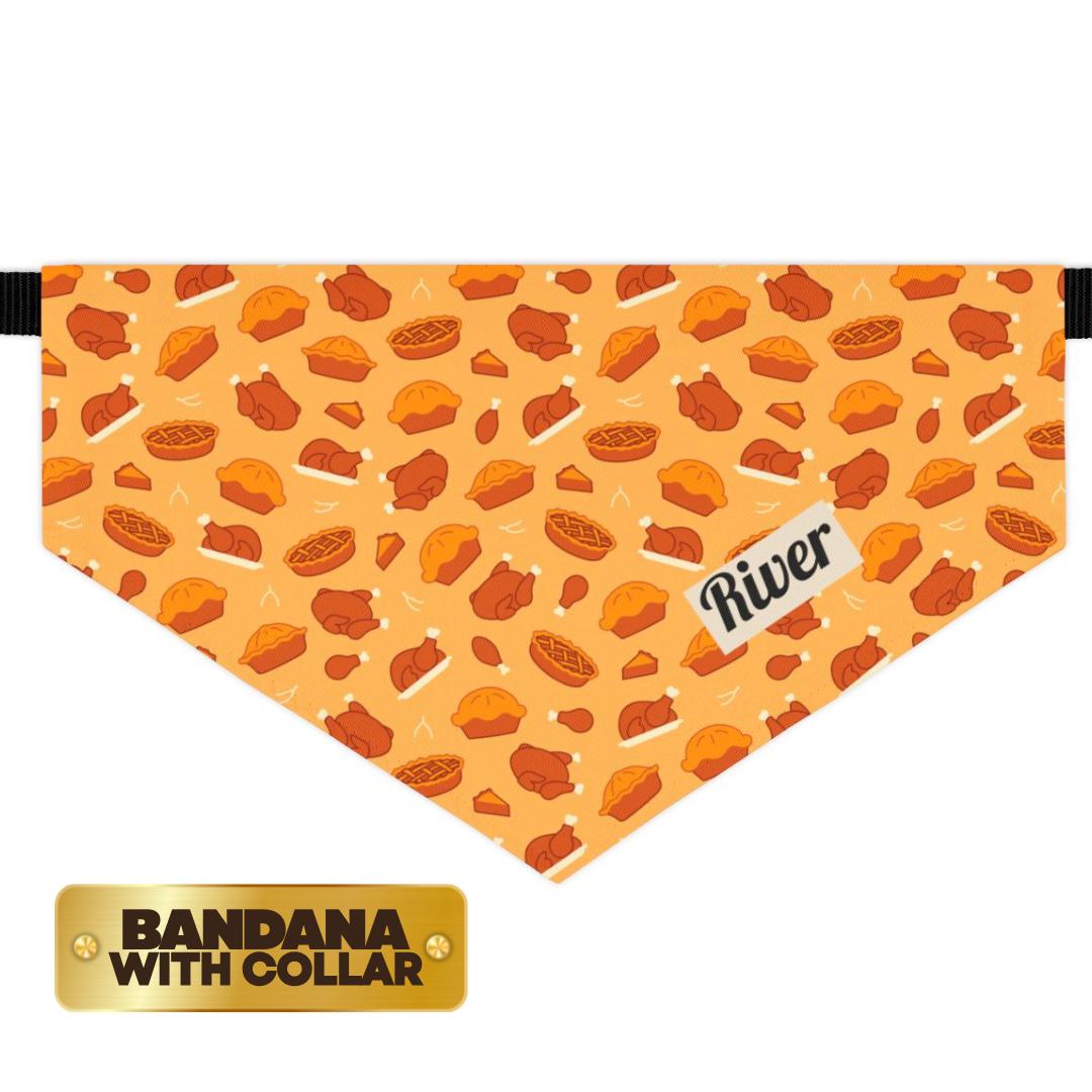 Thanksgiving Pet Bandana Collar, Personalized Dog and Cat Scarf, Custom Fall Collar, Soft Polyester Pet Collar, Comfortable Pet Bandana