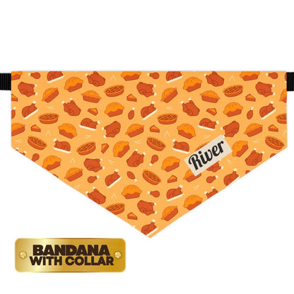 Thanksgiving Pet Bandana Collar, Personalized Dog and Cat Scarf, Custom Fall Collar, Soft Polyester Pet Collar, Comfortable Pet Bandana