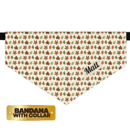 Autumn Leaves Pet Bandana with Built-In Collar Personalized Dog and Cat Bandana  Fall Pet Accessory Adjustable and Cozy Gift Bandana Collar